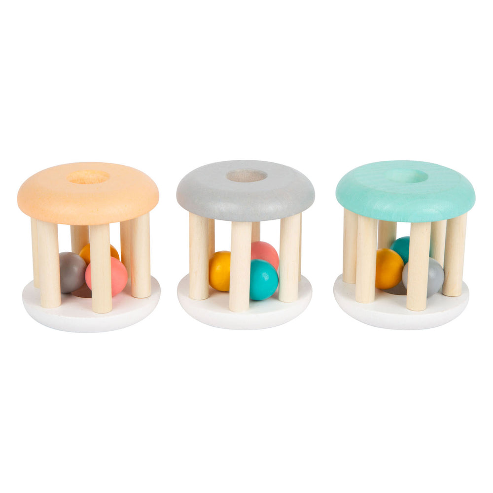 Small foot - wooden baby rattle pastel, 3 pcs.