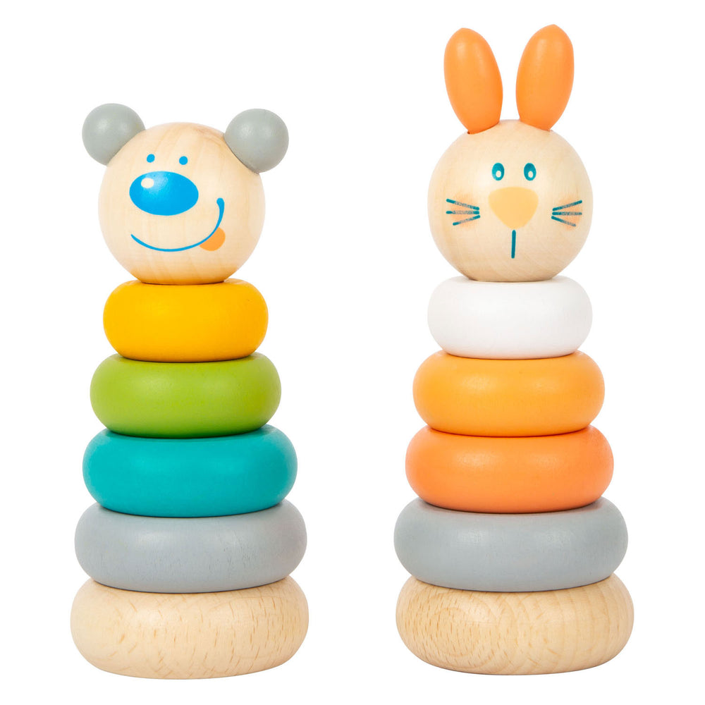 Small foot - houten stapeltoren dier pastel, 6dlg.