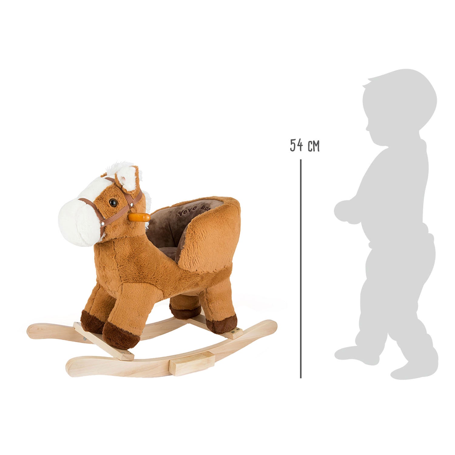 Small foot - wooden rocking horse brown with seat and sound