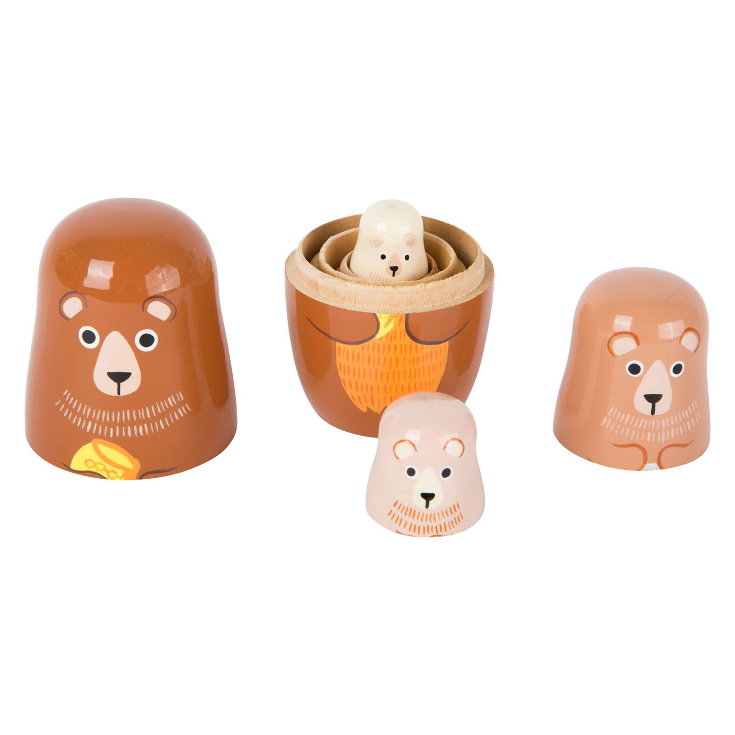 Small foot - wooden nesting dolls bear family