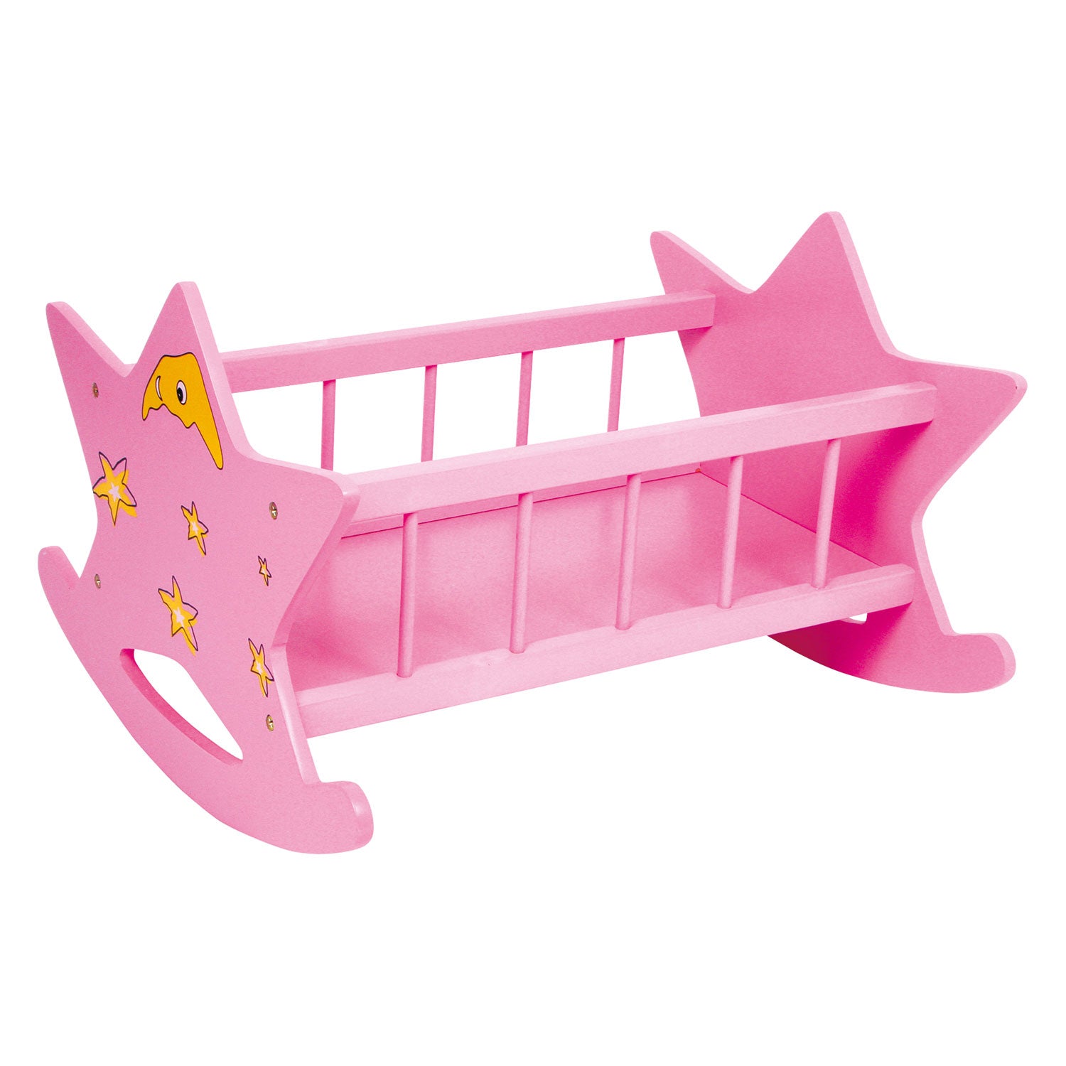 Small foot - Wooden doll's bed star pink