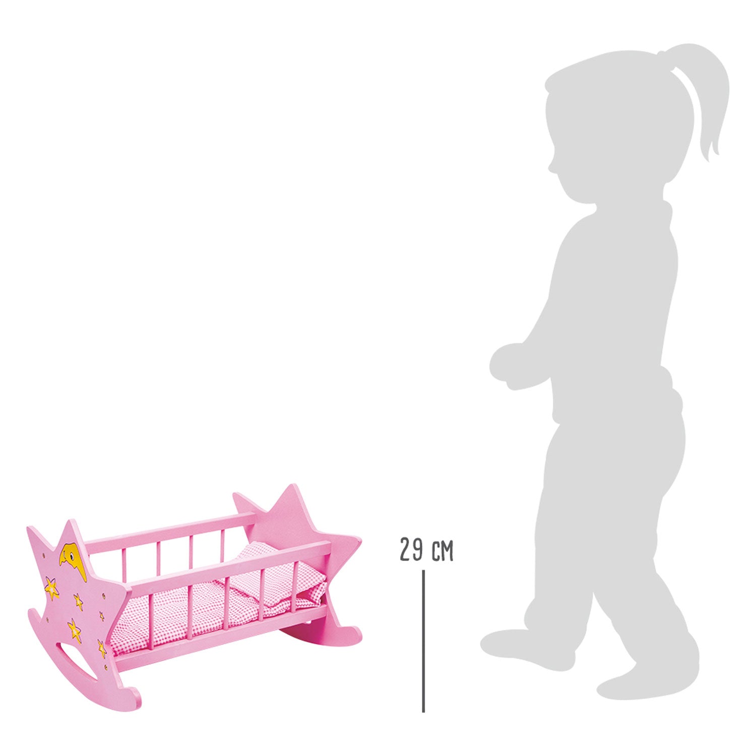 Small foot - Wooden doll's bed star pink