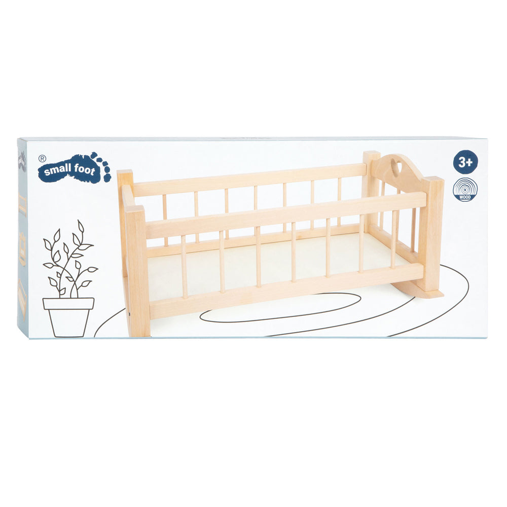 Small Foot Wooden Rocking Doll Bed Natural
