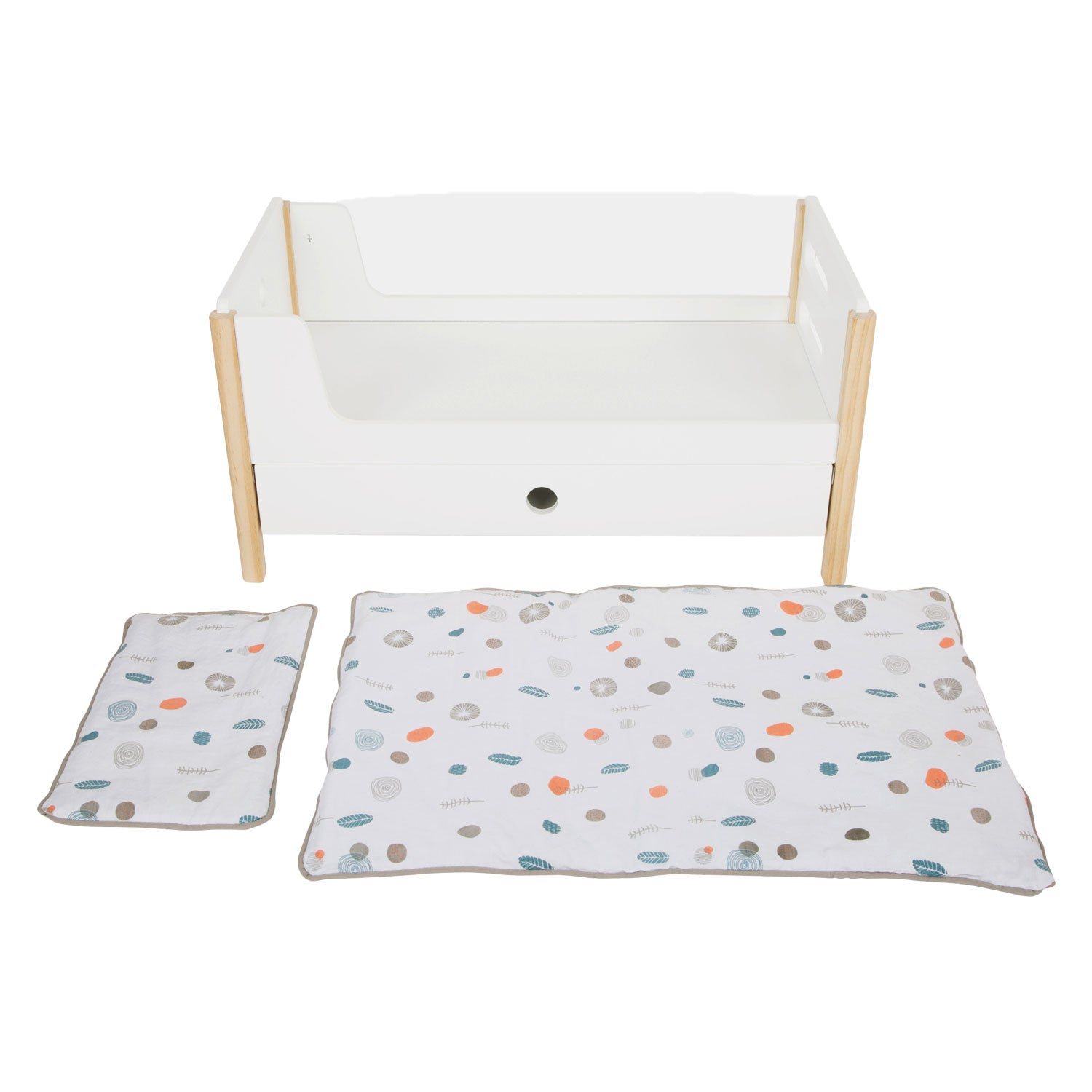 Small foot - houten poppenhoogslaper little button met beddengoed, 6dlg.