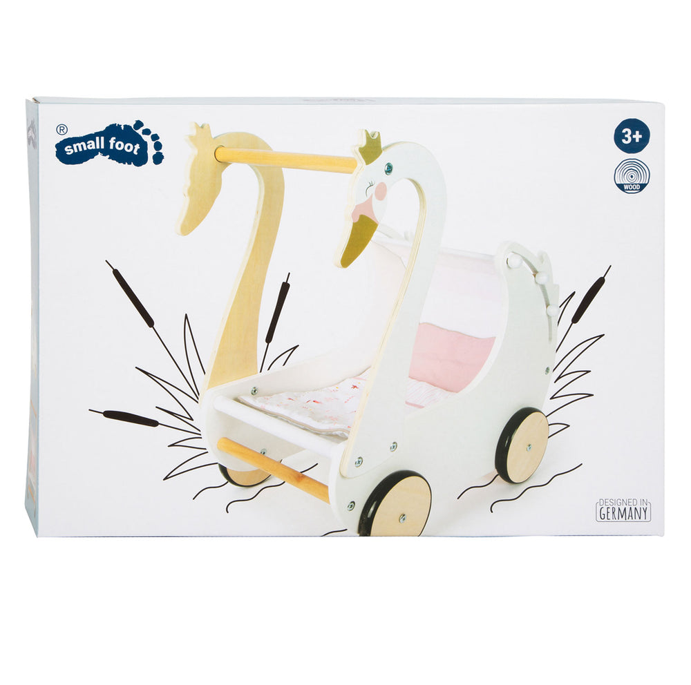 Small foot - wooden dolls' pram swan