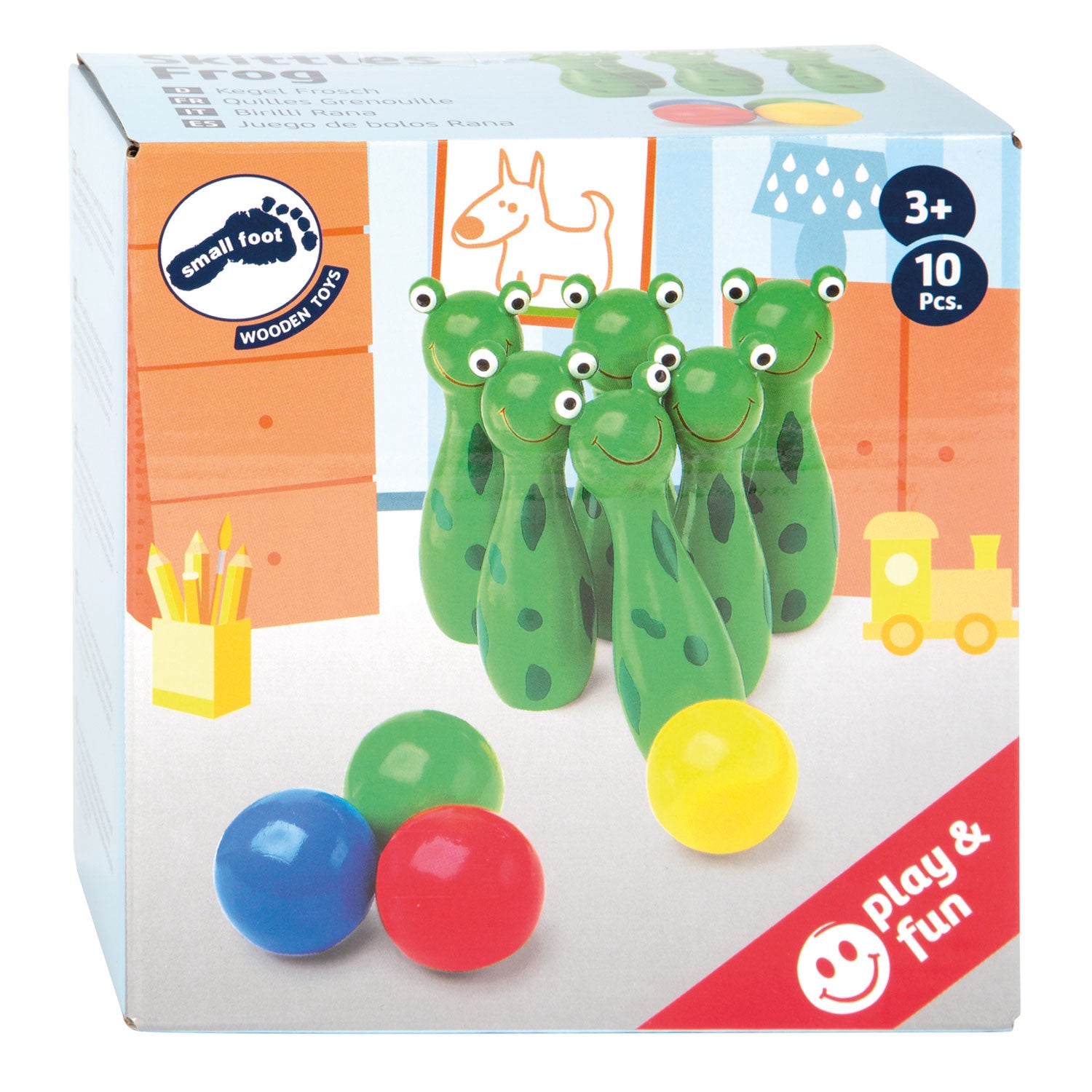 Small foot - wooden frog bowling game, 10 pc.
