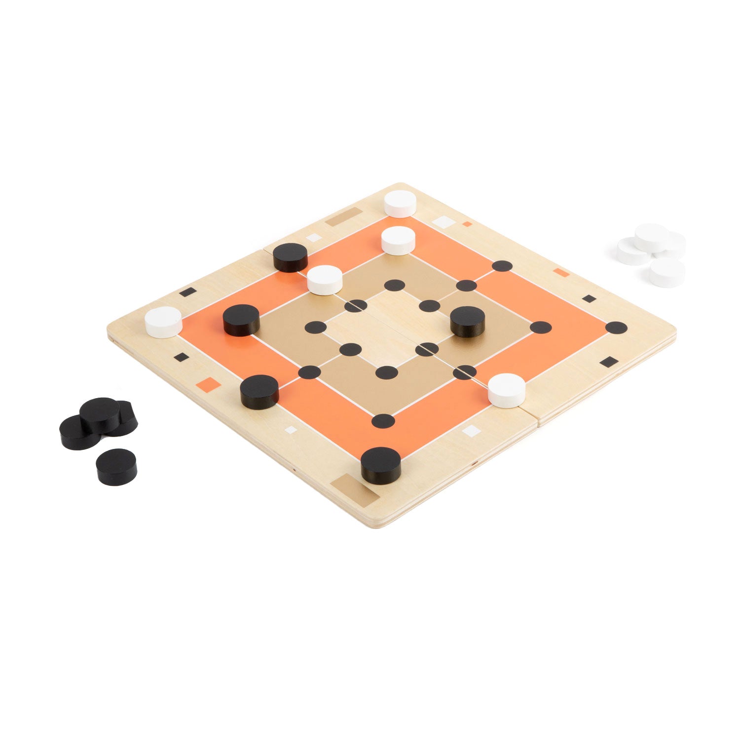 Small foot - Wooden solitaire and nine men's morris golden edition