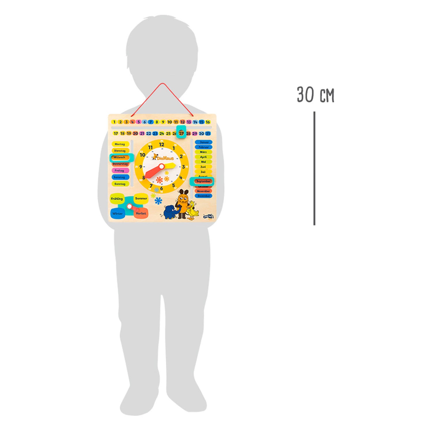 Small foot - Wooden learning board telling time mouse - German language