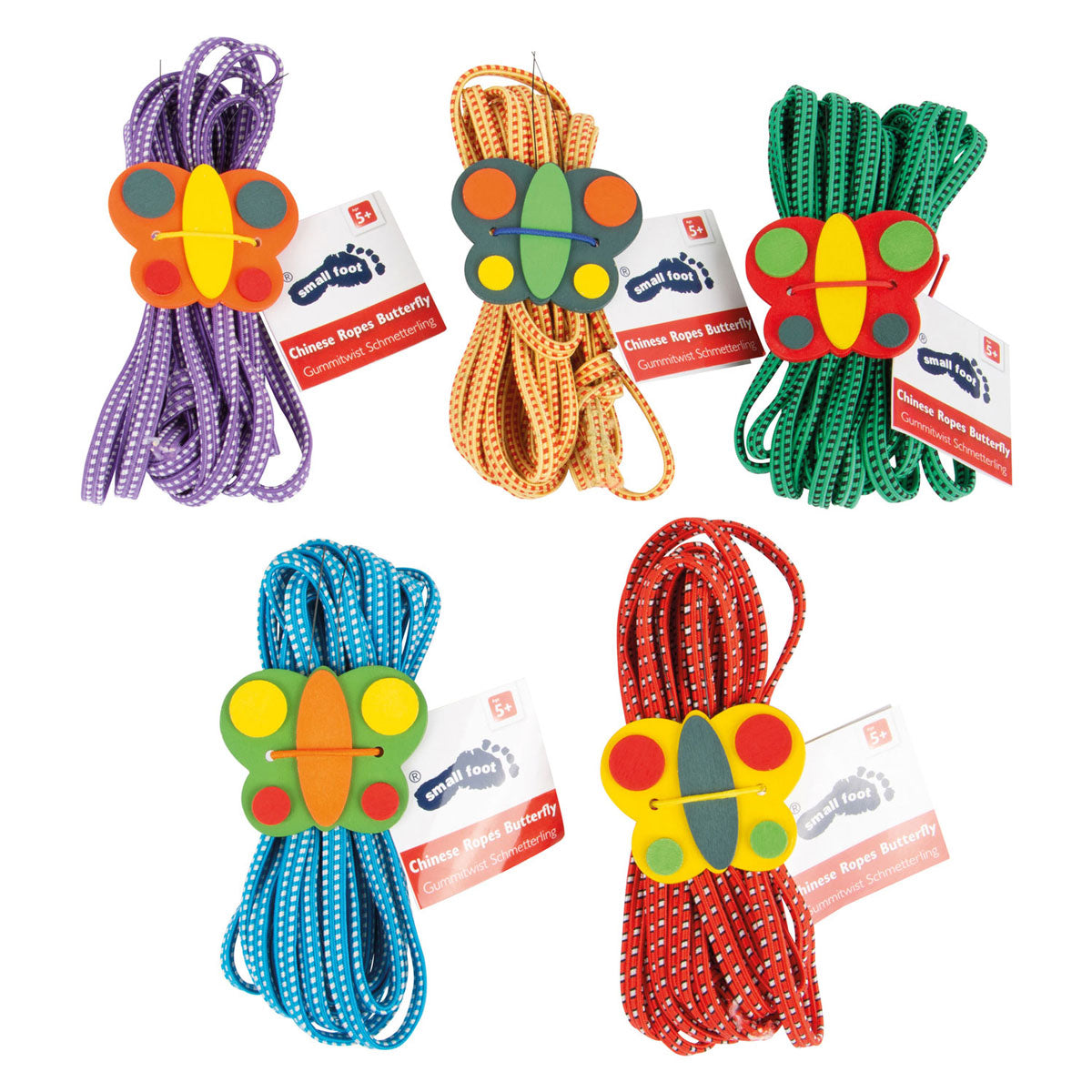 Kleine voet - springelastiek vlinder kleur, set van 5