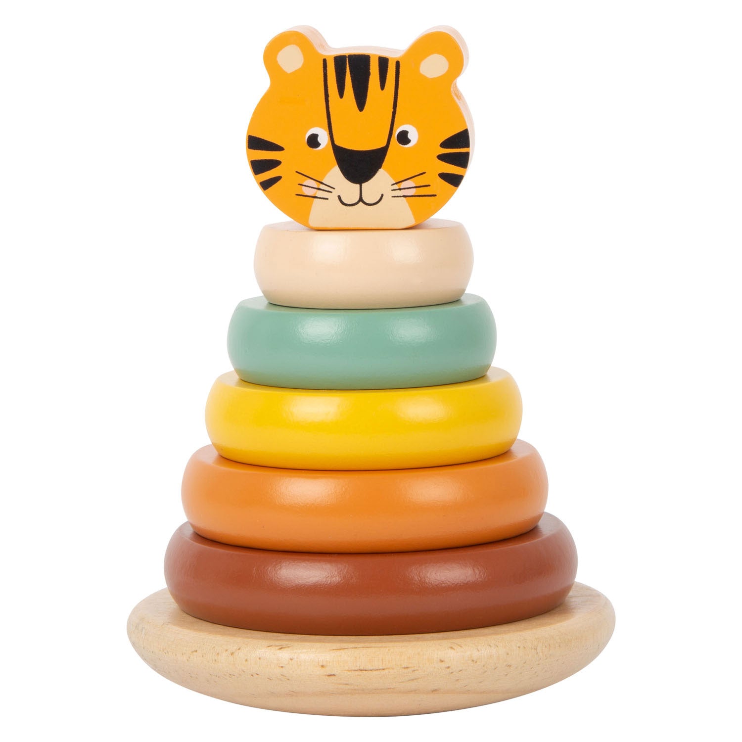 Small foot - houten stapeltoren safari tijger, 7dlg.