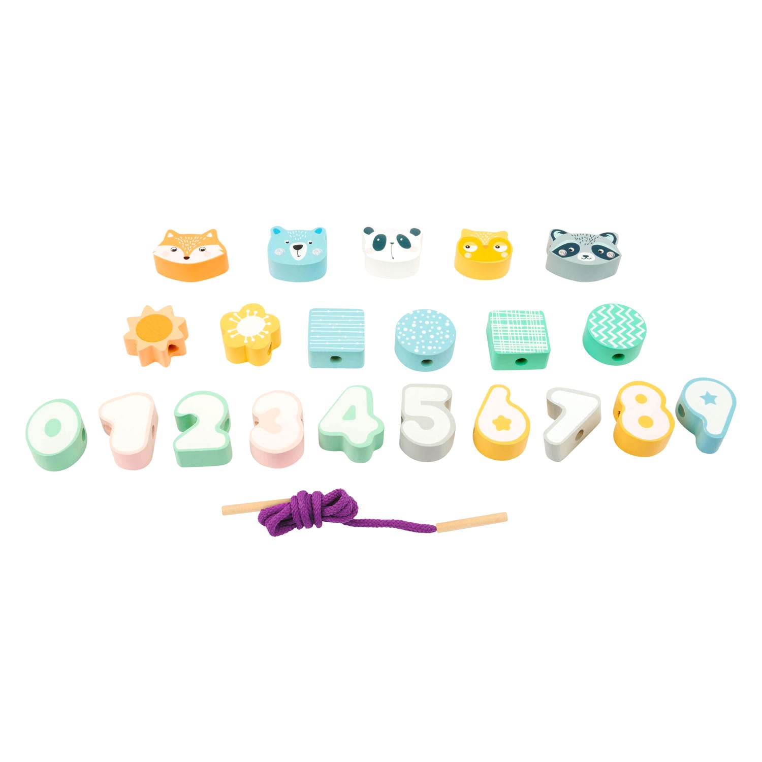 Small foot - Wooden lacing game animals and numbers, 22 pcs.
