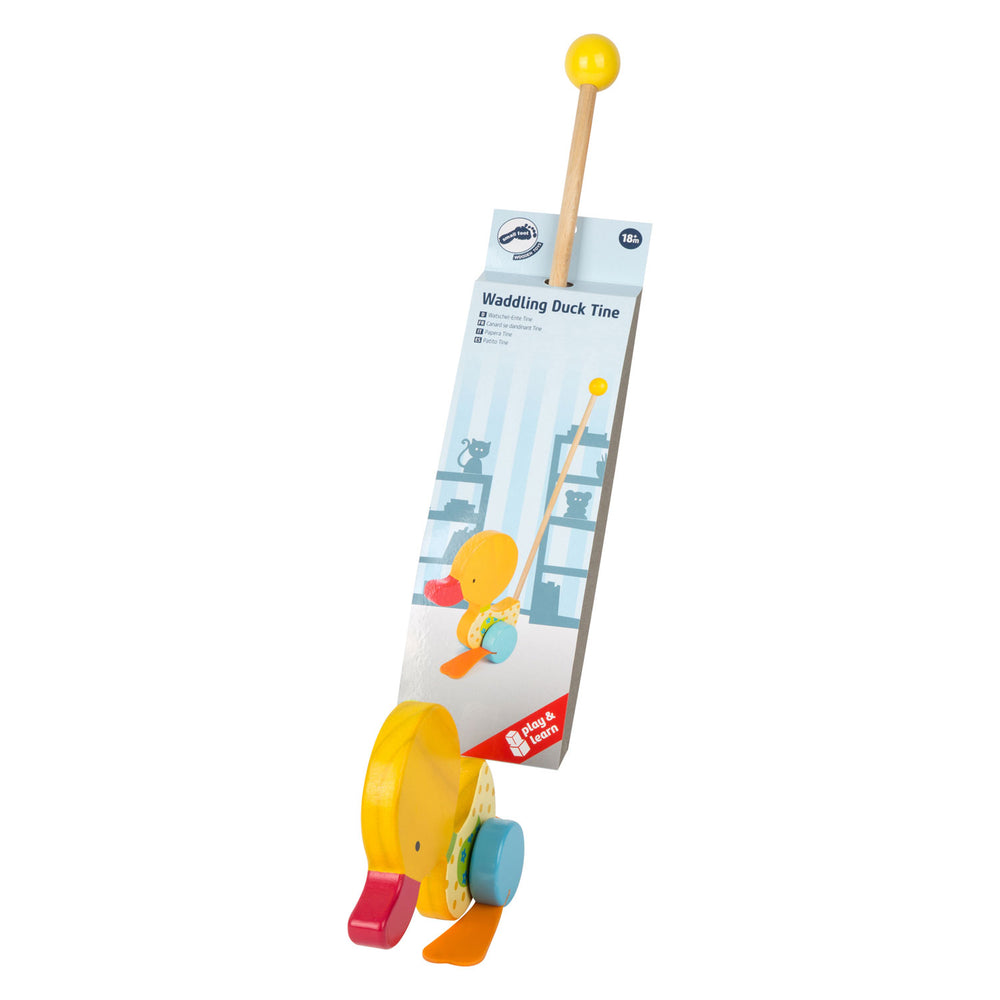 Small foot - wooden push toy duck Tina with stick