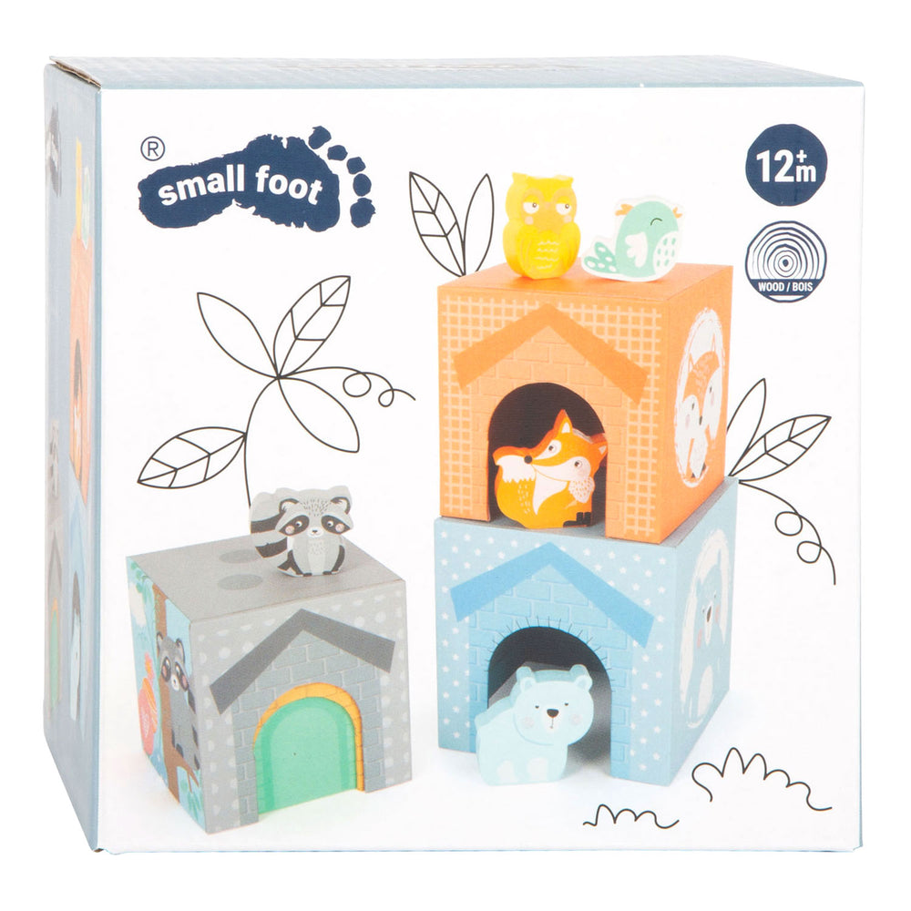 Small foot - stacking tower with forest animals pastel, 10 pieces.