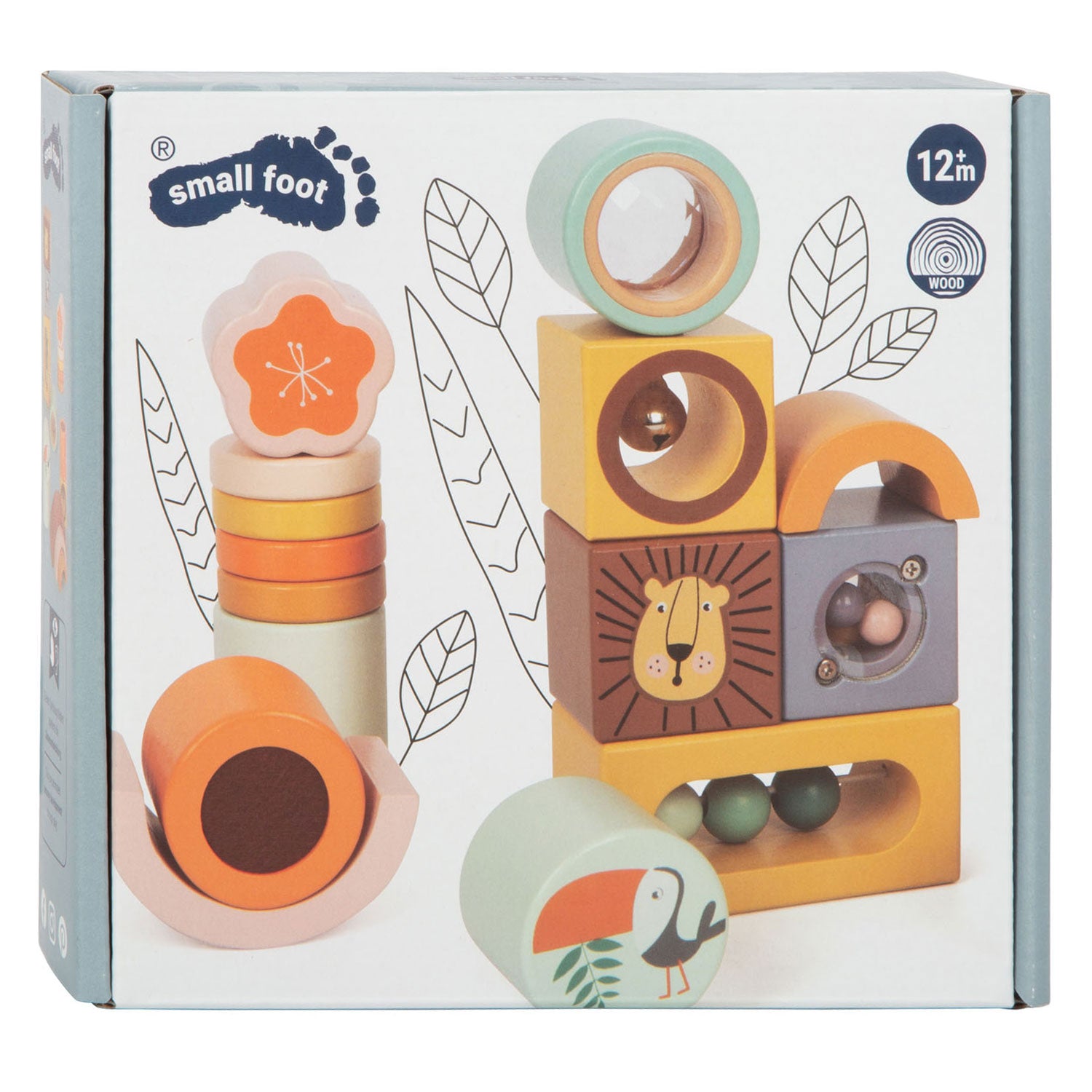 Small foot - wooden discovery blocks safari, 12 pcs.