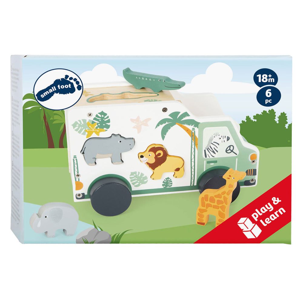 Small foot - wooden shape sorter jeep safari, 6 pcs.