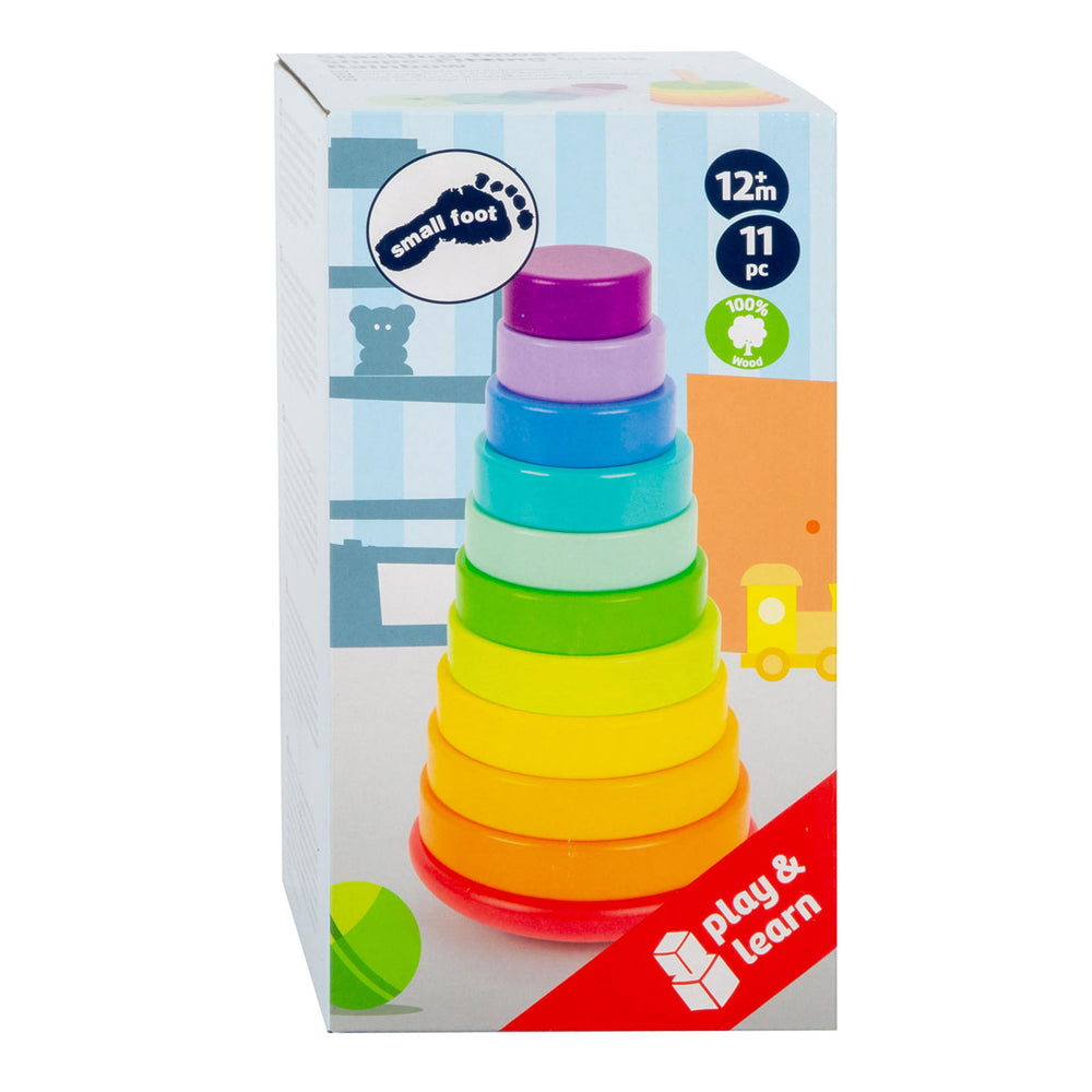 Small foot - houten stapeltoren regenboog, 11dlg.