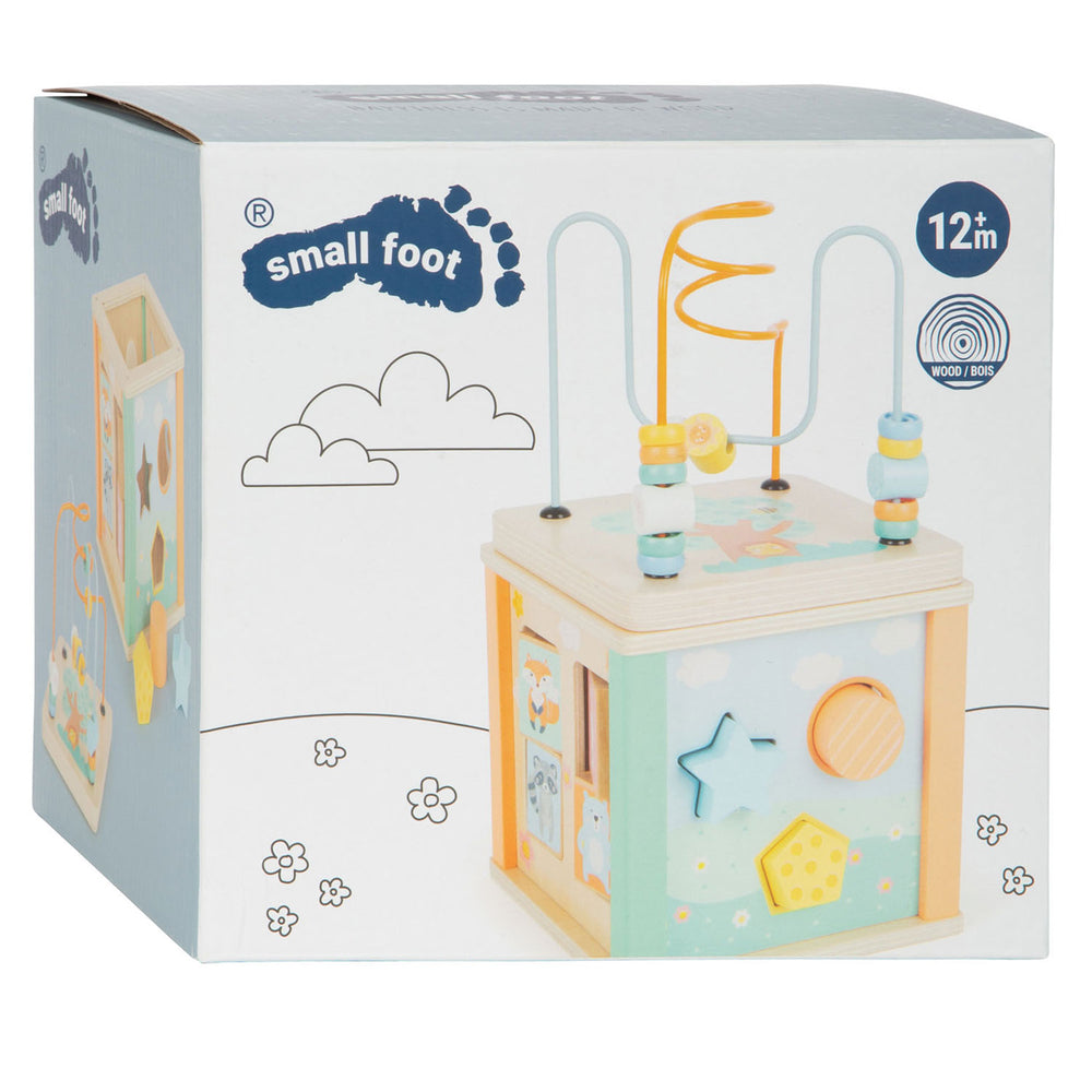 Small foot - houten activiteitenkubus en motoriekspiraal pastel