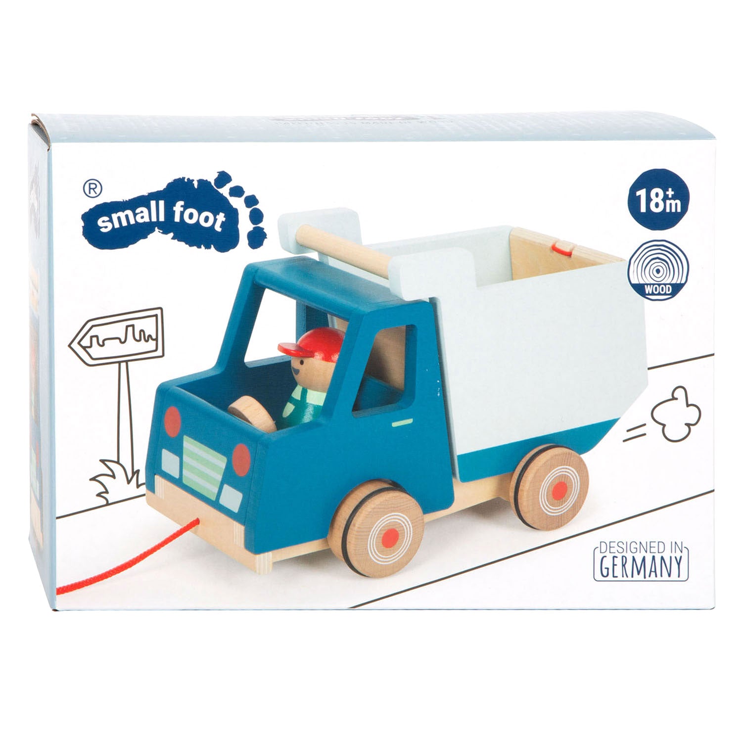 Small foot - wooden pull-along dump truck