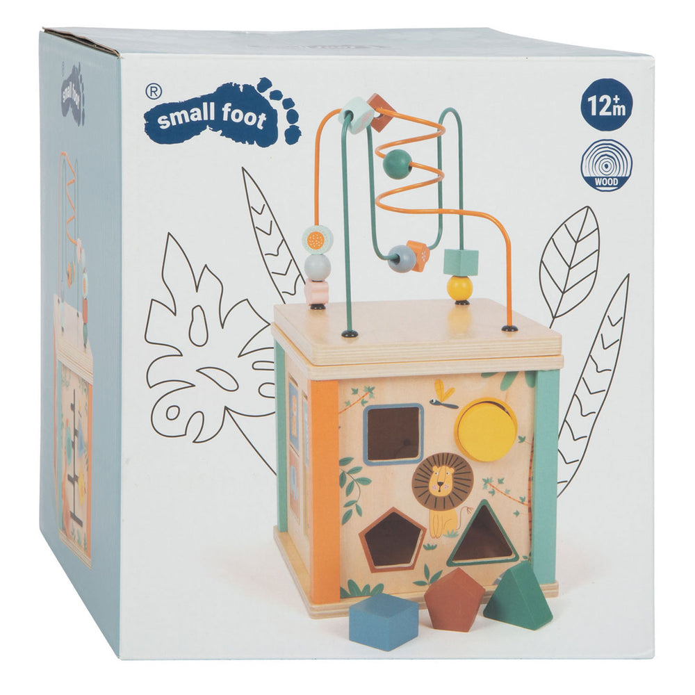 Small foot - wooden activity cube and motor skills spiral safari