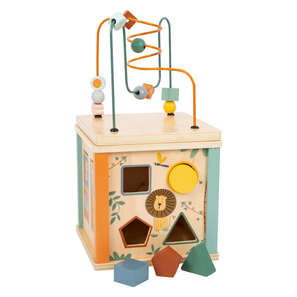 Small foot - wooden activity cube and motor skills spiral safari
