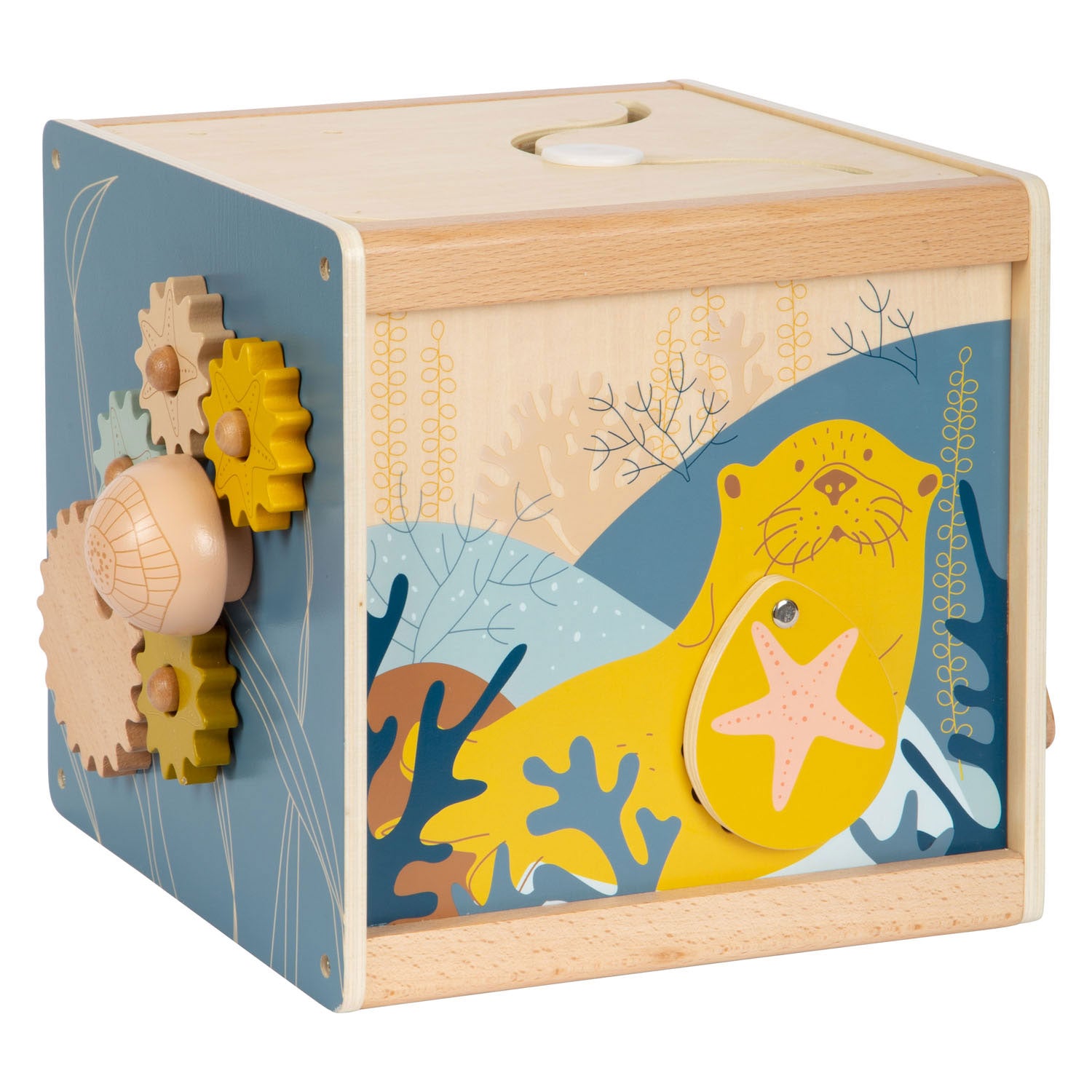 Small foot - Wooden activity cube with motor skills spiral 'Seaside'