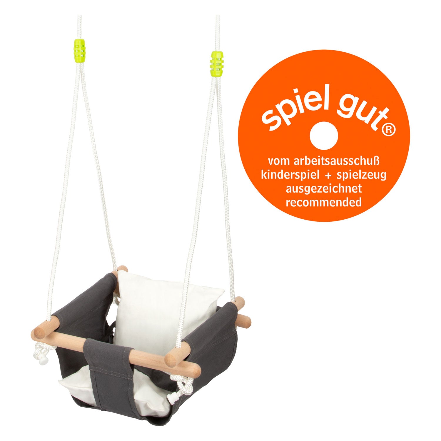 Kleine voet - houten babyschommel met kussen