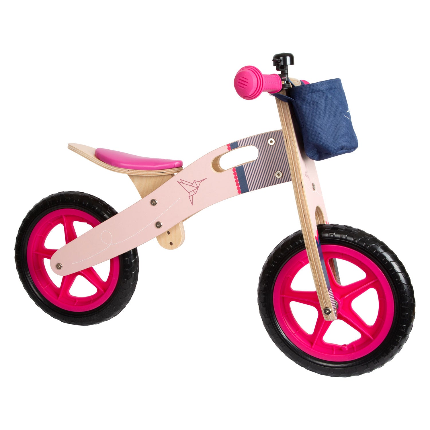 Small foot - Wooden balance bike hummingbird pink