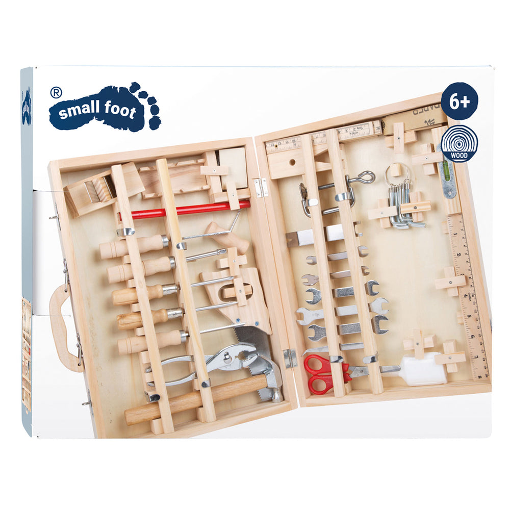 Small foot - wooden deluxe toolbox with tools, 28 pcs.