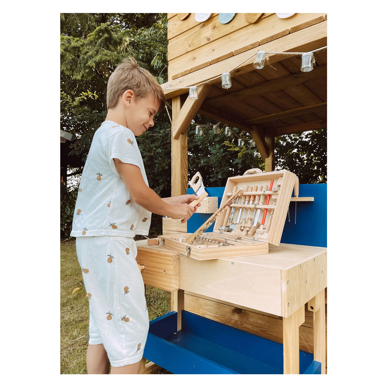 Kleine voet - houten gereedschapskist deluxe met gereedschap, 28dlg.