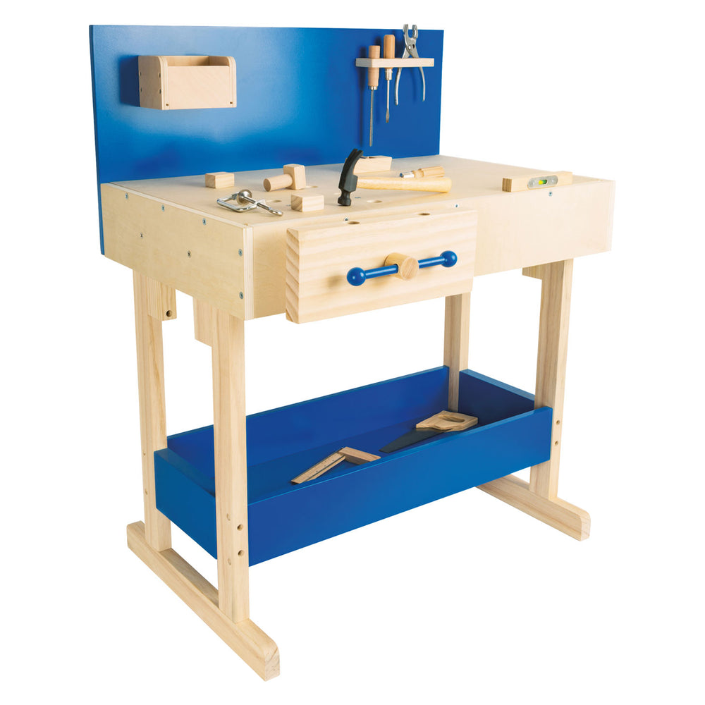Small foot - wooden toy workbench blue with accessories