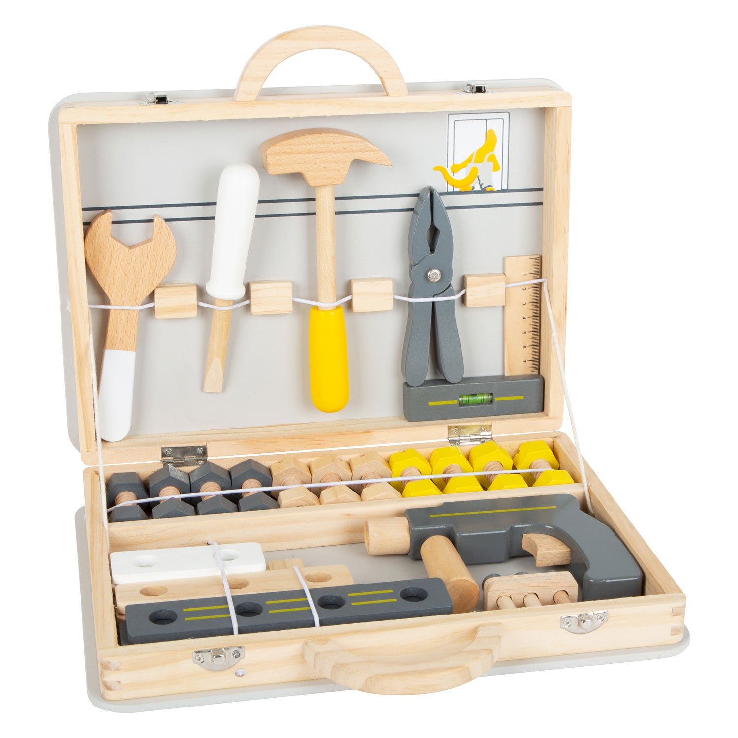 Kleine voet - houten gereedschapskoffer miniwob, 44dlg,