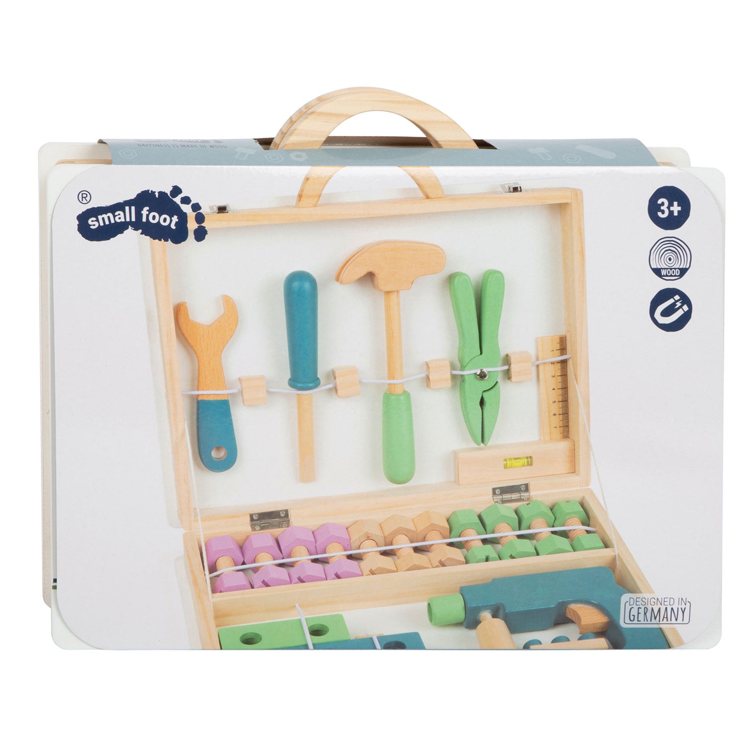 Kleine voet - houten gereedschapskoffer nordic, 43dlg.