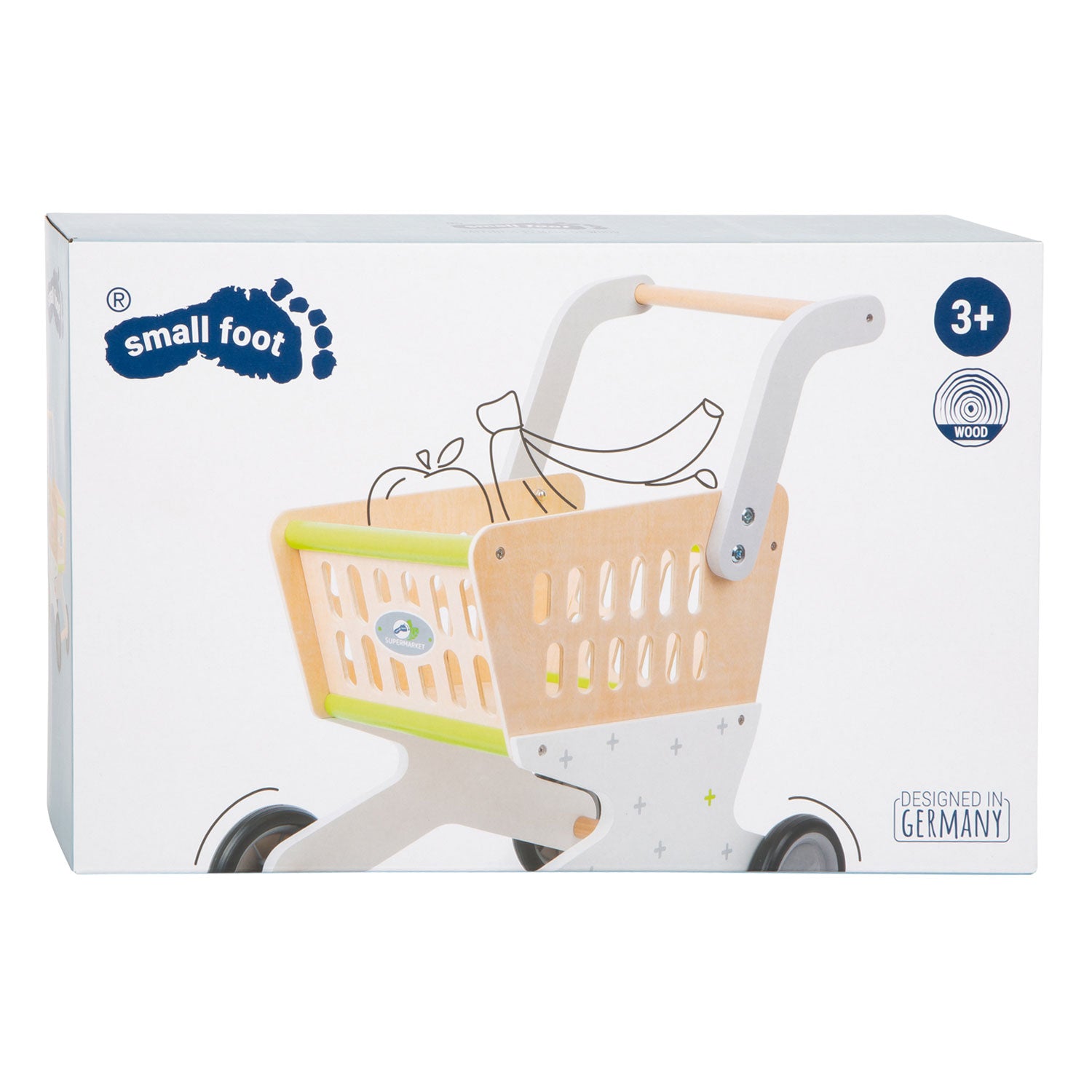 Kleine voet - houten winkelwagen supermarkt