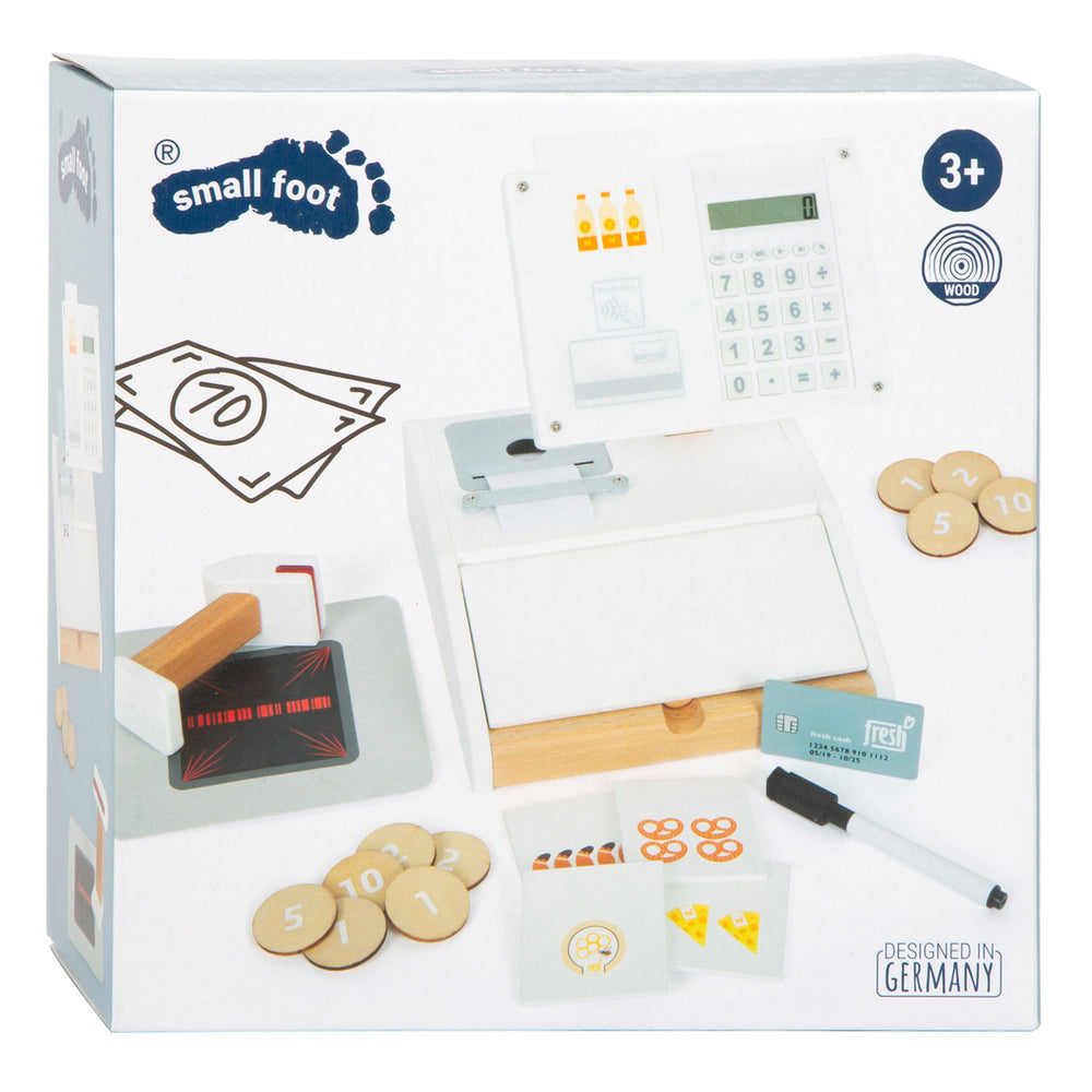 Small foot - wooden toy cash register with scanner, 15 pcs.