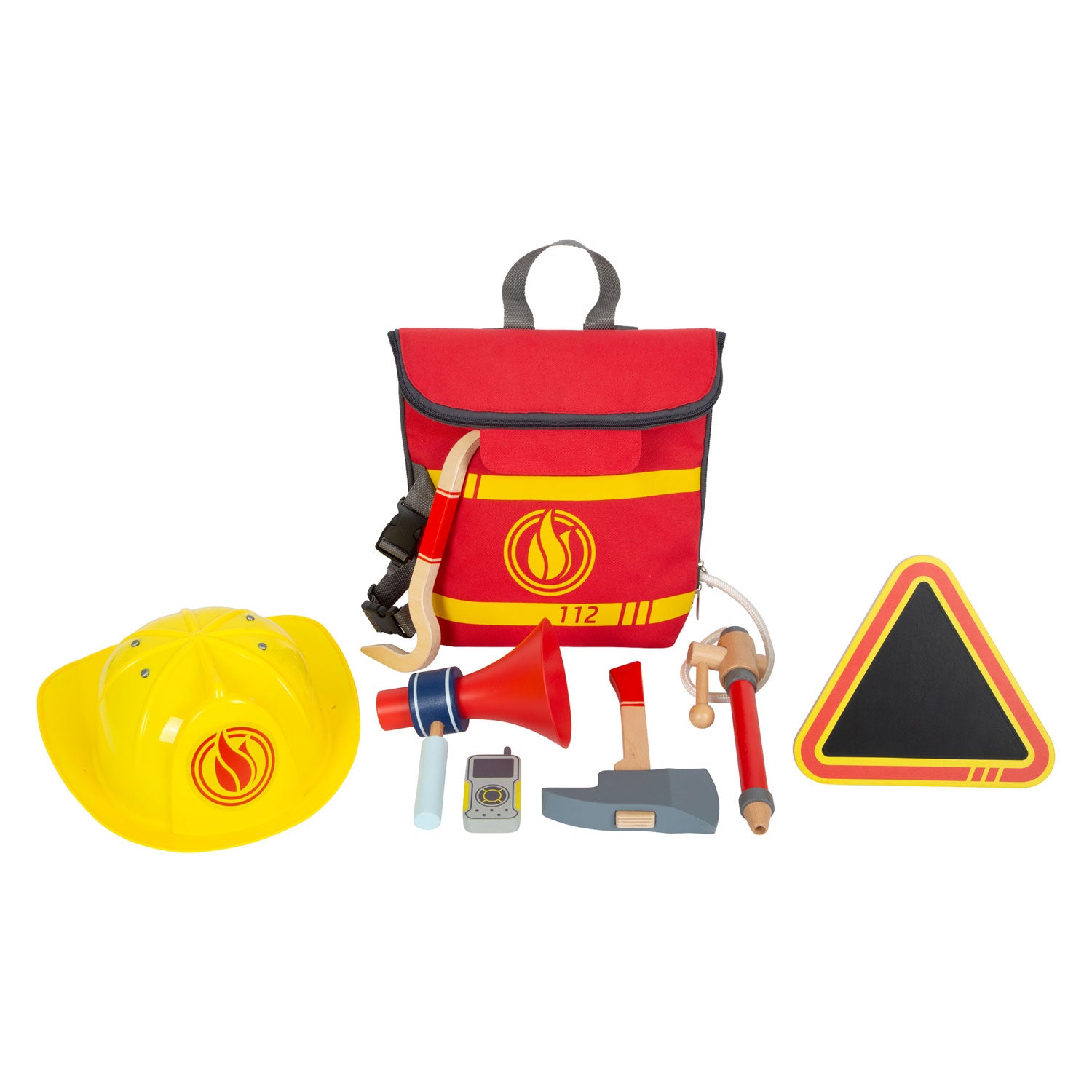 Small foot - firefighter backpack with wooden firefighter accessories, 8-pc.