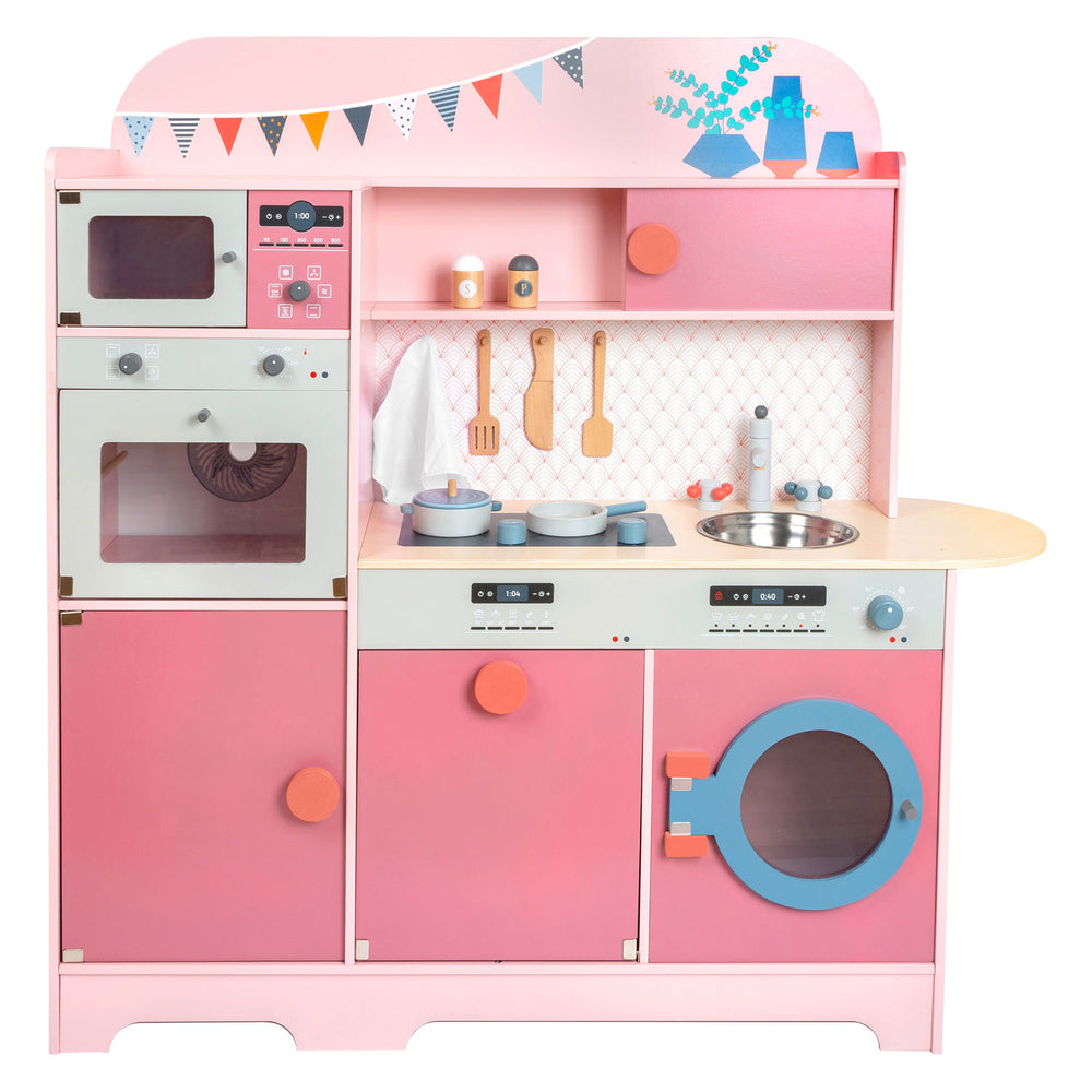 Small Foot Wooden Play Kitchen Pink, 12-piece.