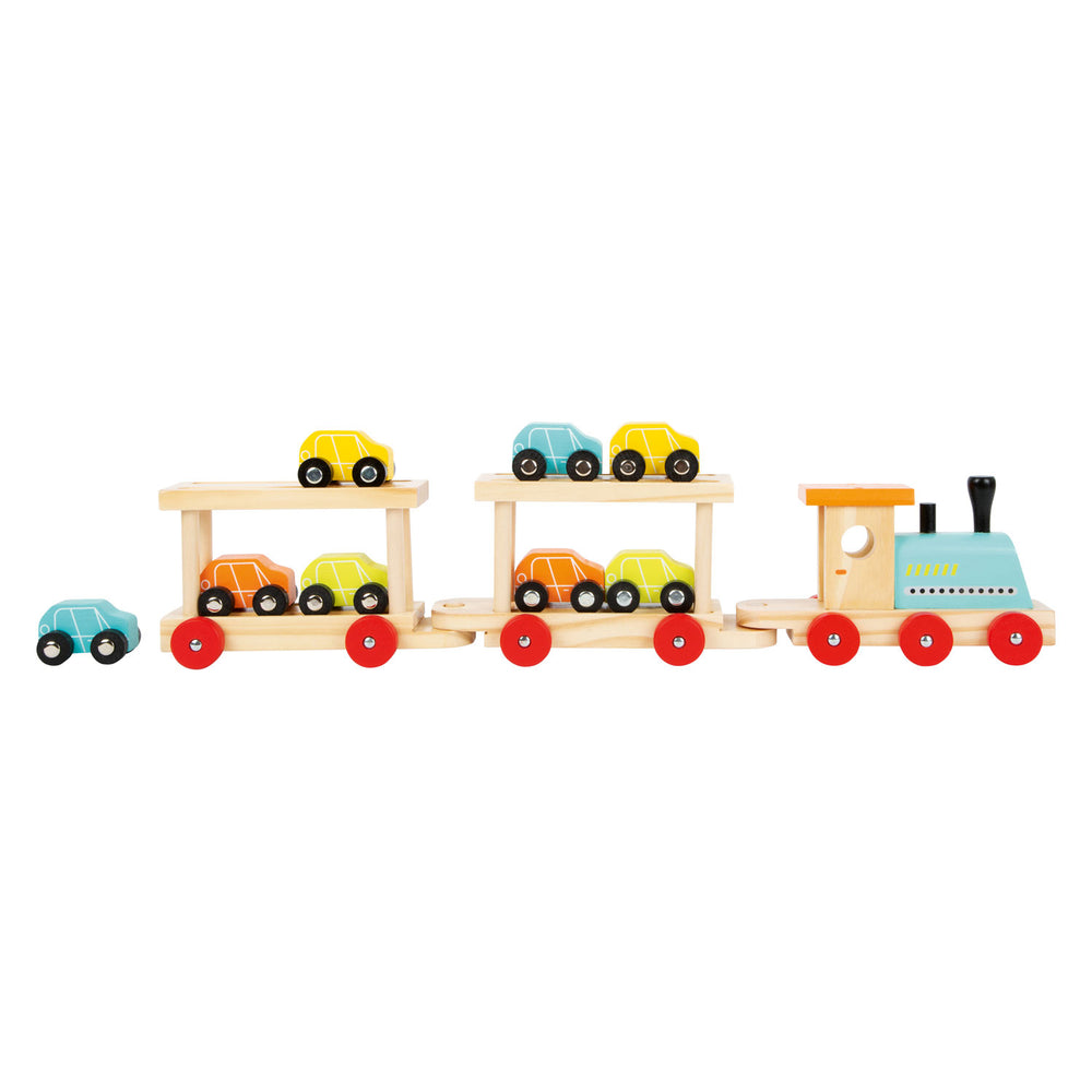 Small Foot Wooden Train Transporter with Cars, 11 pieces