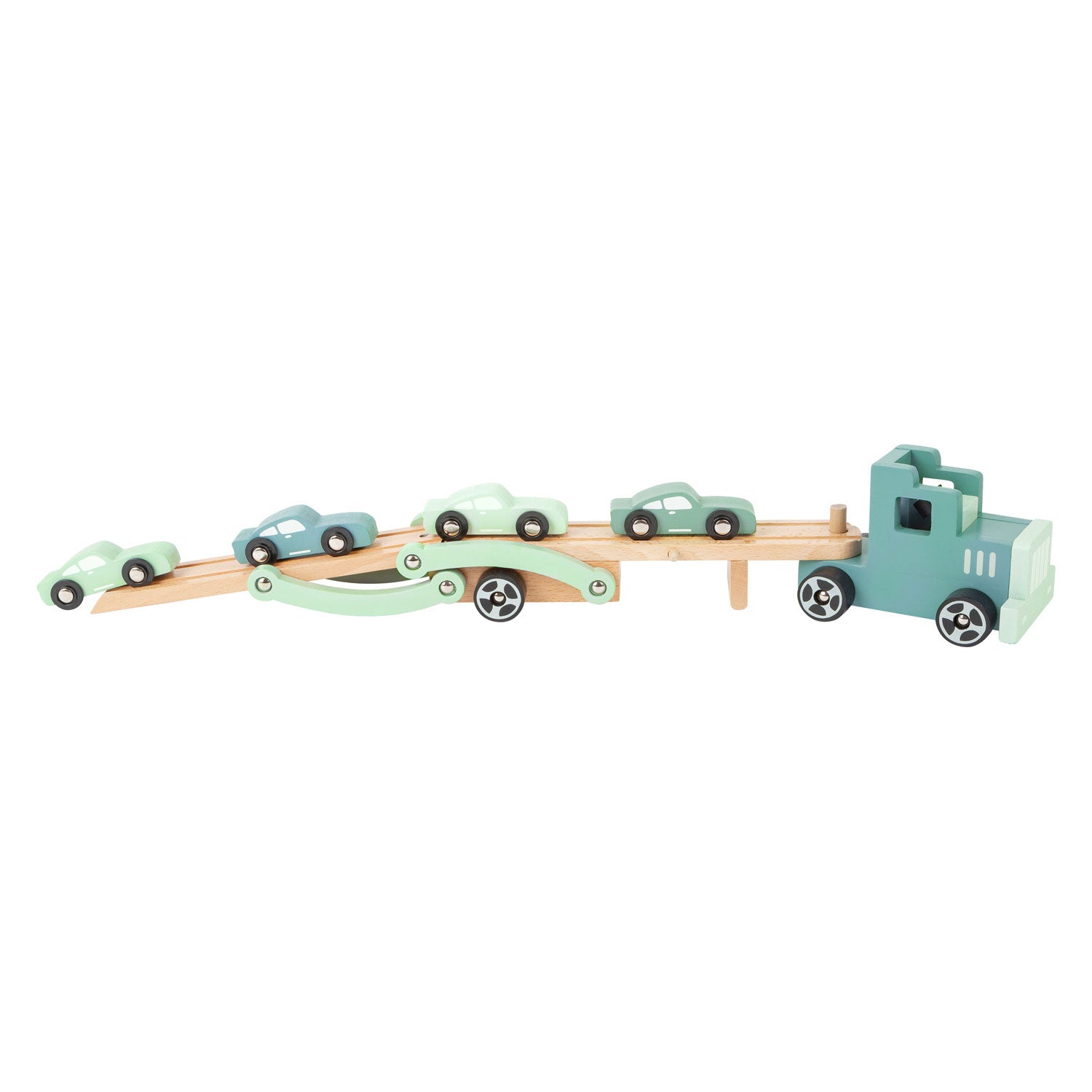 Small foot - wooden truck transporter Chicago with cars, 9 pcs.