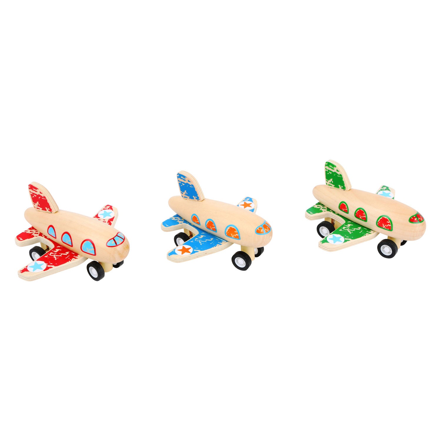 Small Foot Houten Pull-back vliegtuig, per stuk