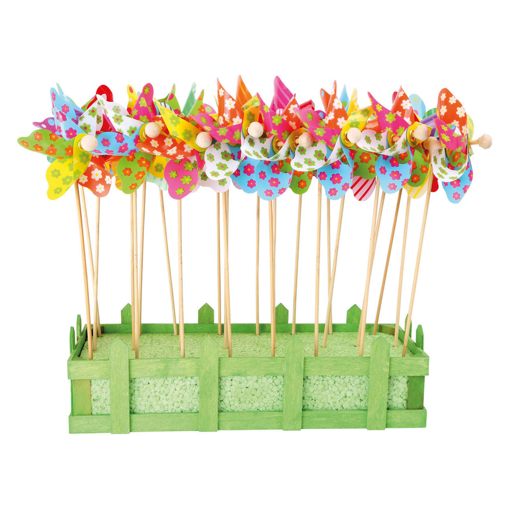Small foot - Wooden windmill flowers 28cm, 24 pcs.