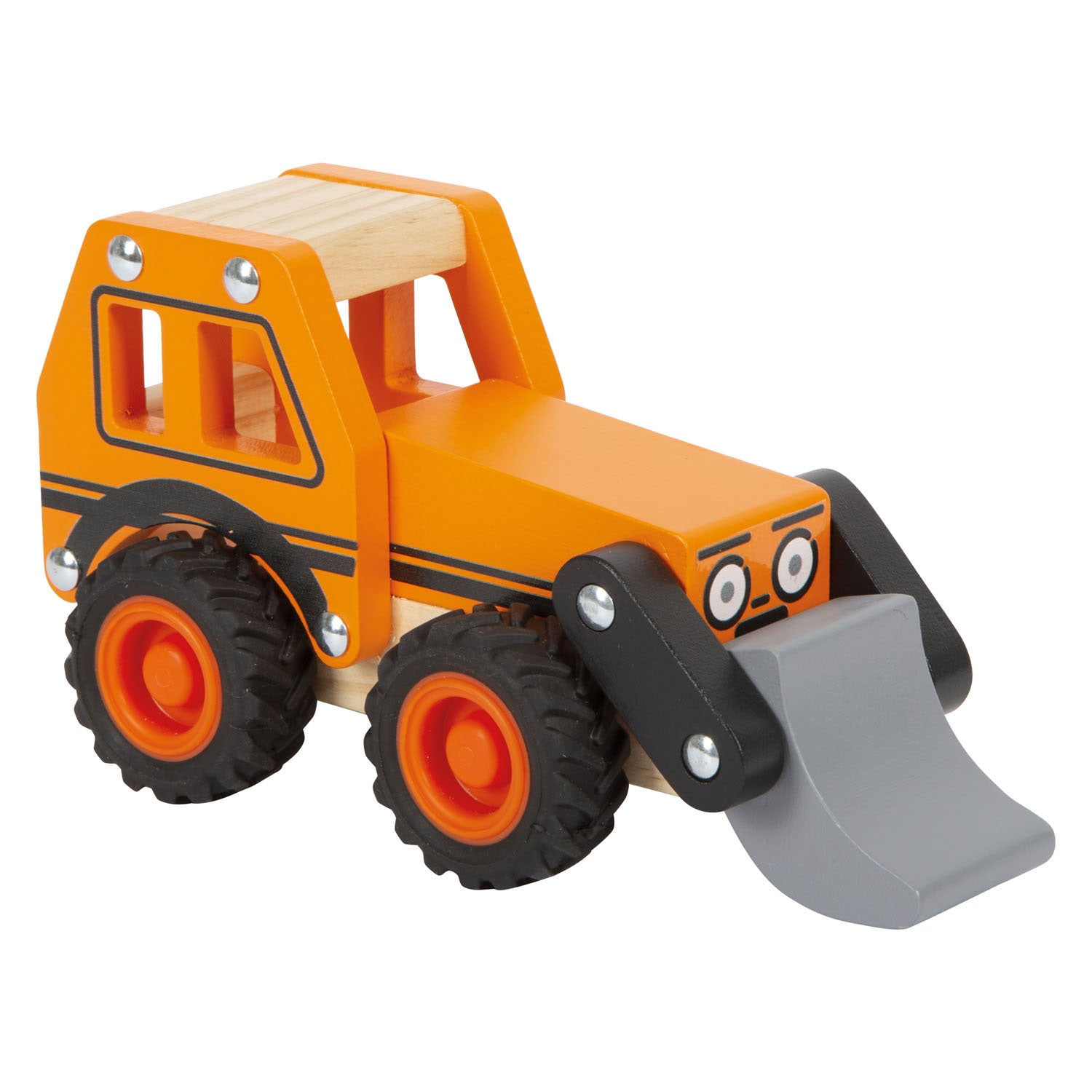 Small foot - houten graafmachine oranje