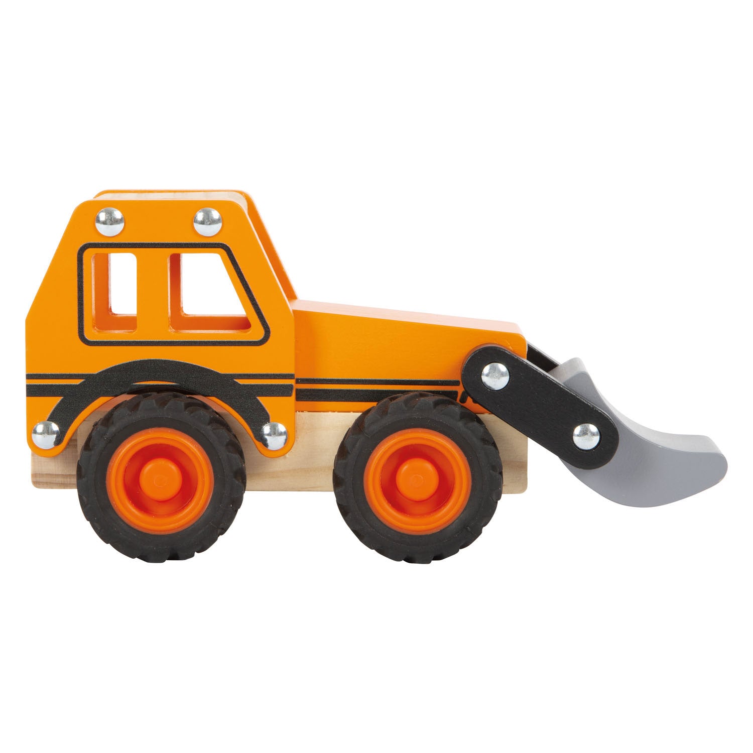 Small foot - houten graafmachine oranje