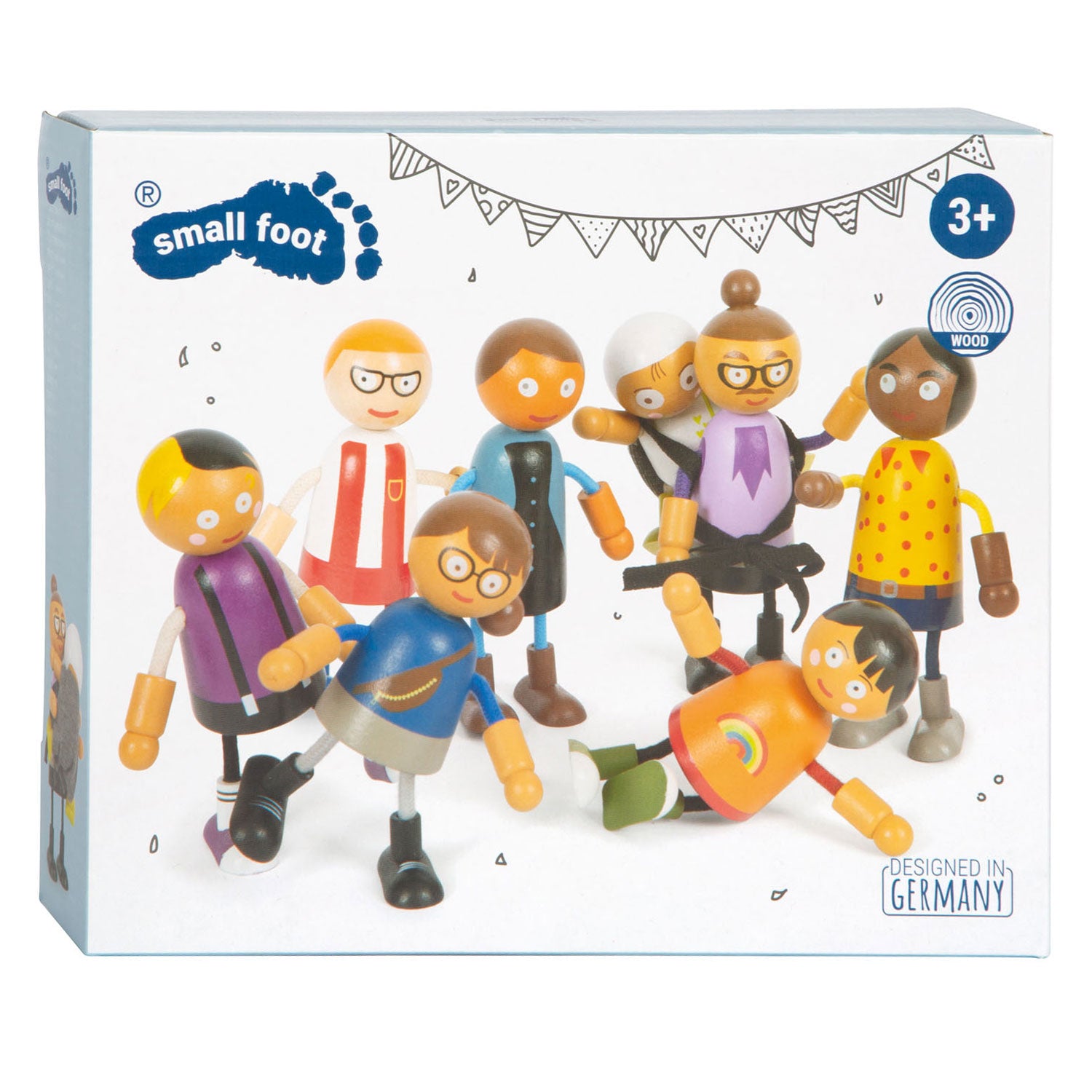 Small foot - houten buigzame poppenfamilie met baby, 8st.