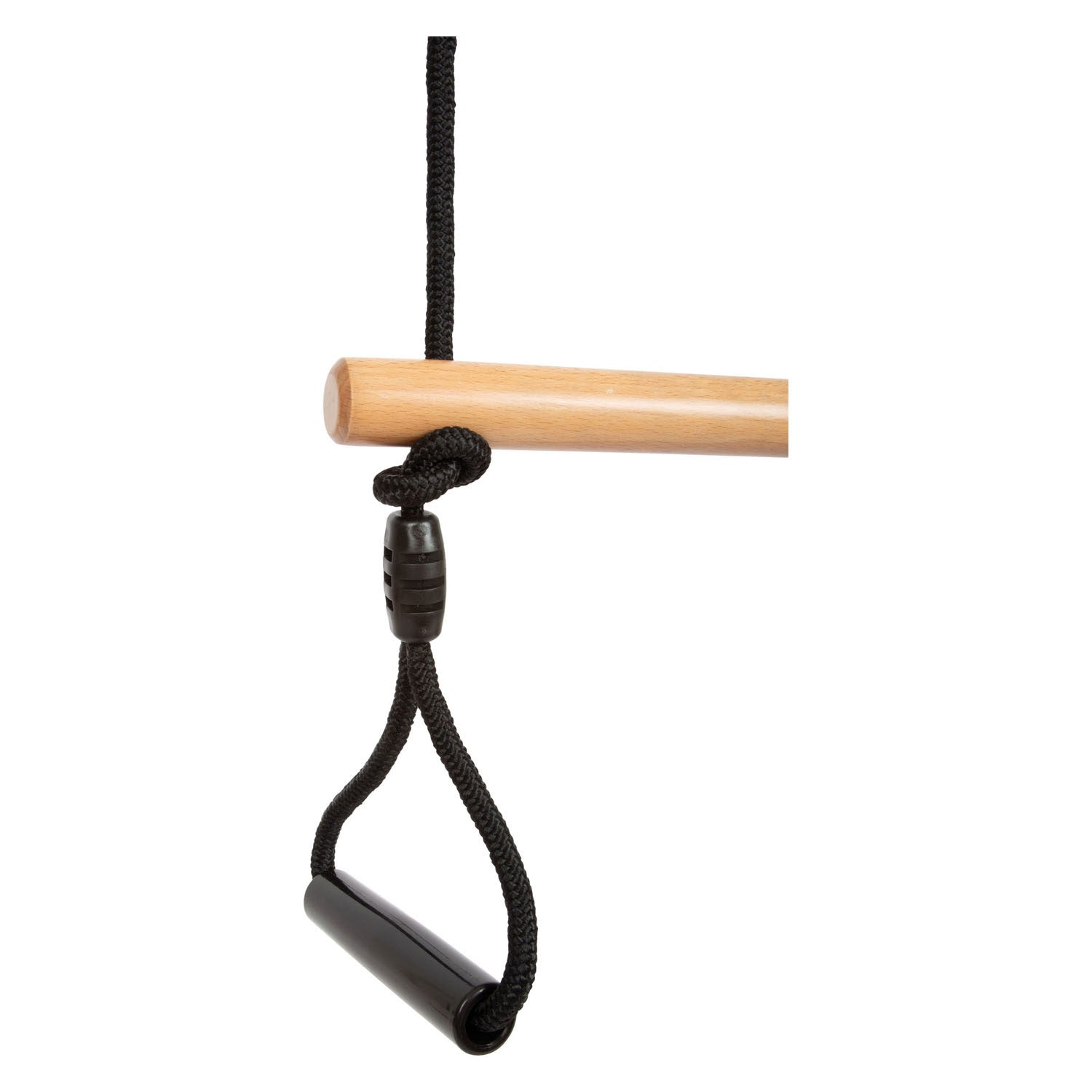 Kleine voet - houten trapezeschommel met gymnastiekringen zwarte lijn