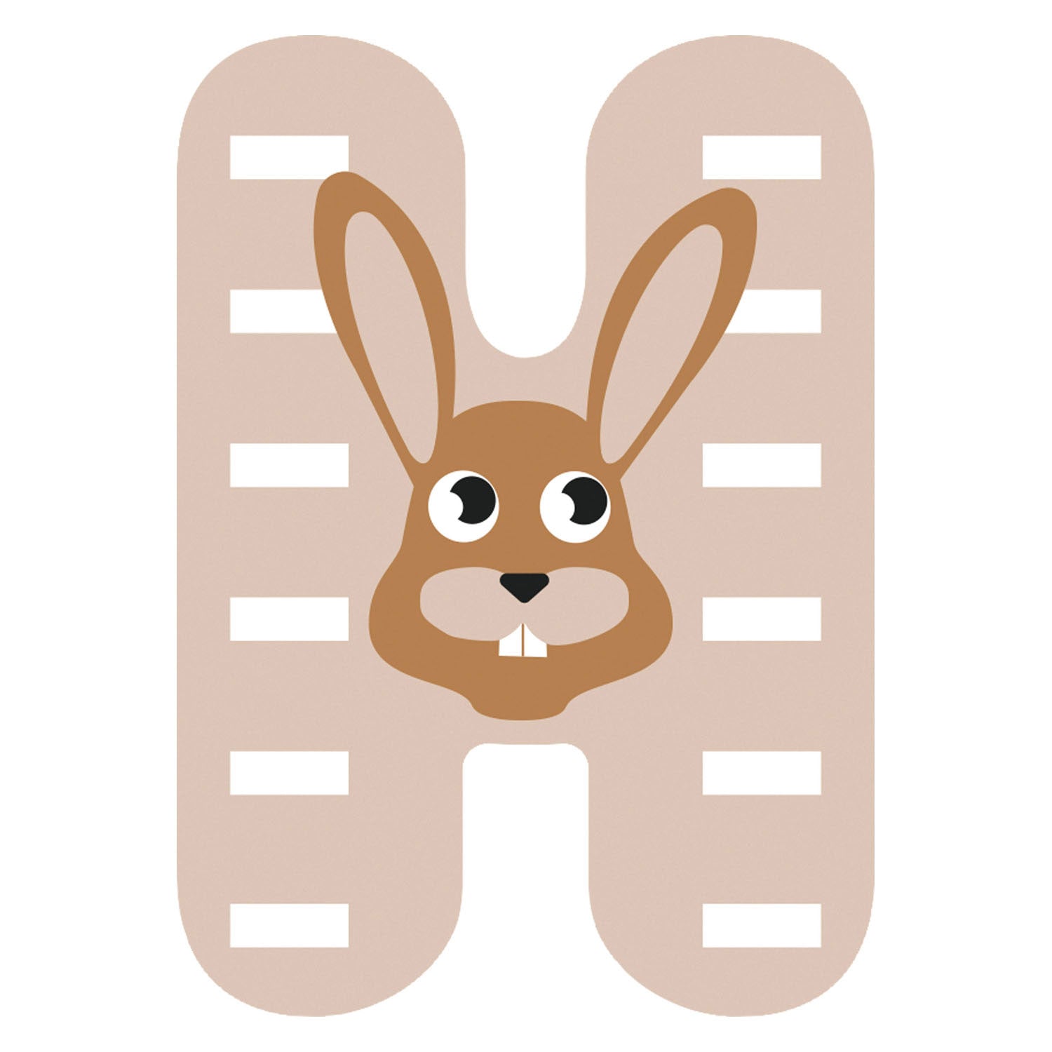 Kleine voet - houten dieren kinderletter - h