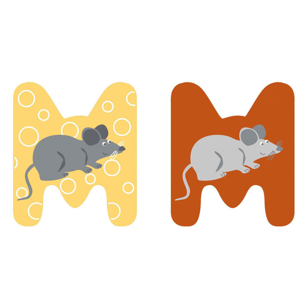 Kleine voet - houten dieren kinderletter - m