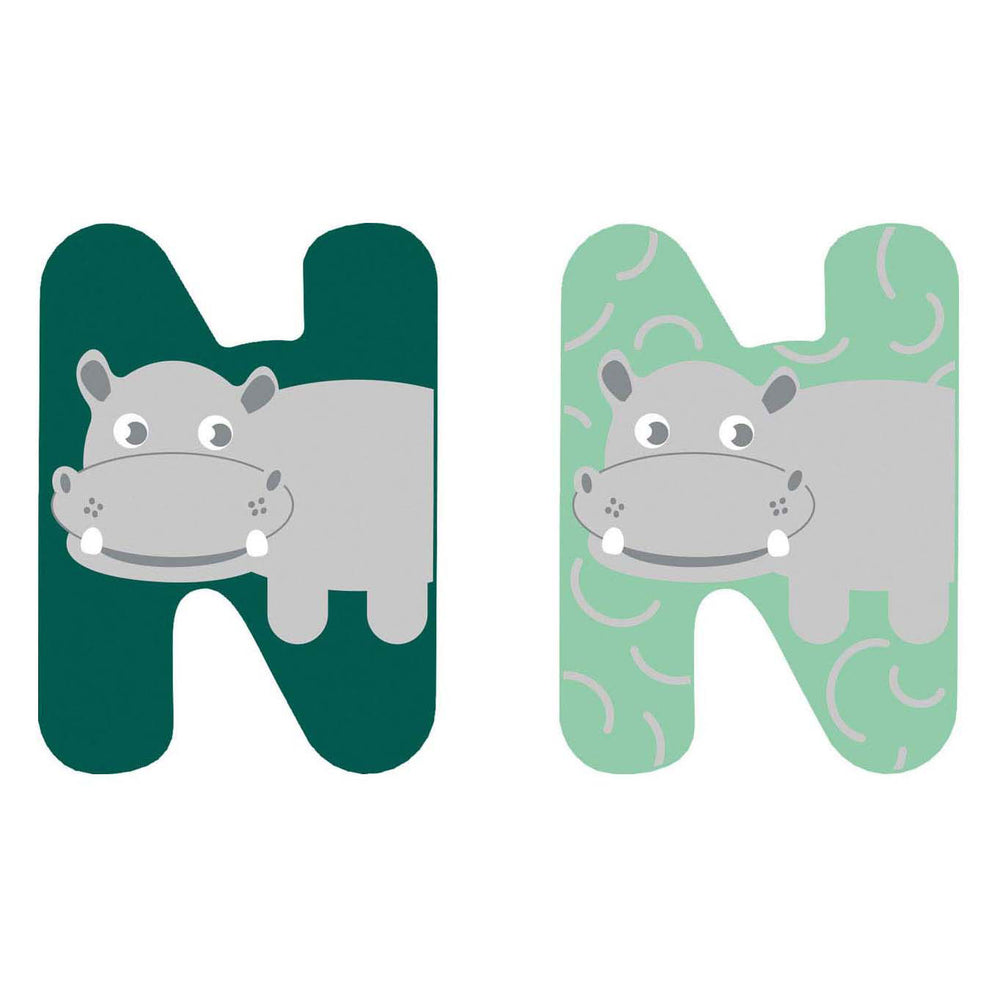 Kleine voet - houten dieren kinderletter - n