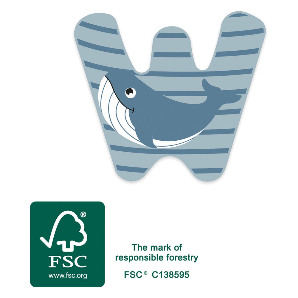 Kleine voet - houten dieren kinderletter - w