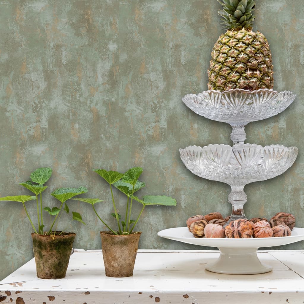 Nederlandse wandbekleding behang beton groen tp1010