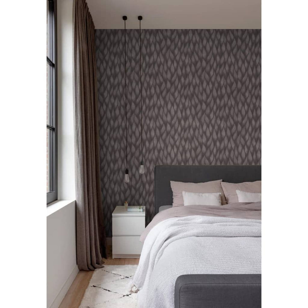 Noordwand behang topchic vlammen en druppels metallic grijs